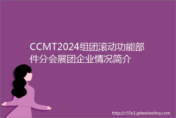 CCMT2024组团滚动功能部件分会展团企业情况简介